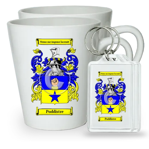 Puddistre Pair of Latte Mugs and Pair of Keychains