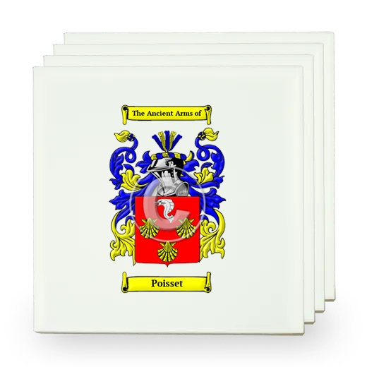 Poisset Set of Four Small Tiles with Coat of Arms