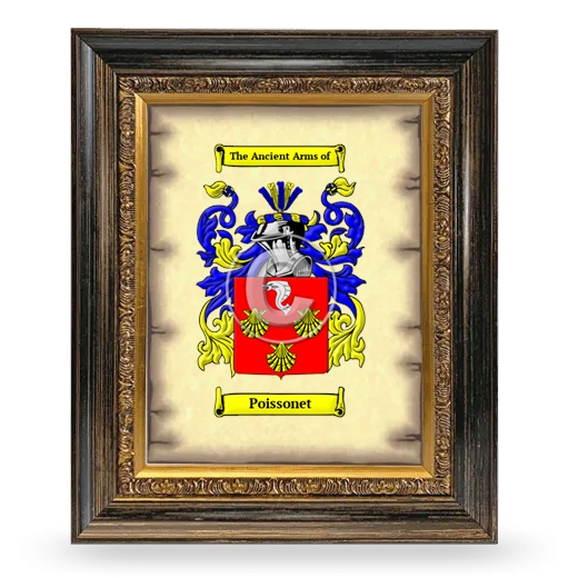 Poissonet Coat of Arms Framed - Heirloom