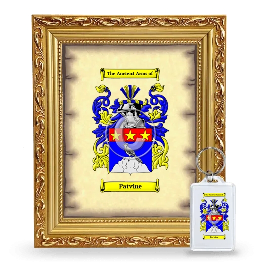 Patvine Framed Coat of Arms and Keychain - Gold