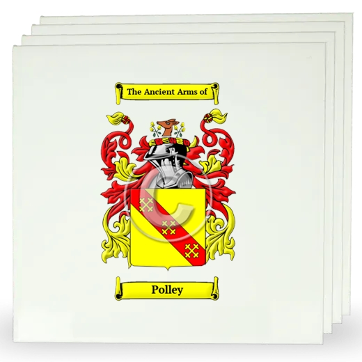 Polley Set of Four Large Tiles with Coat of Arms