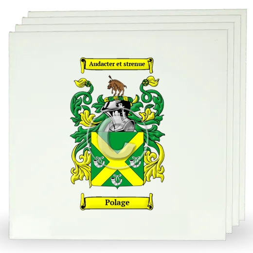 Polage Set of Four Large Tiles with Coat of Arms