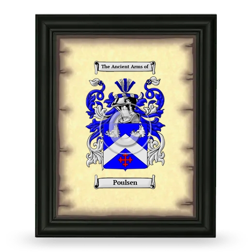 Poulsen Coat of Arms Framed - Black