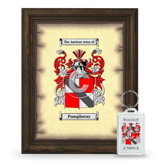 Pumpheray Framed Coat of Arms and Keychain - Brown