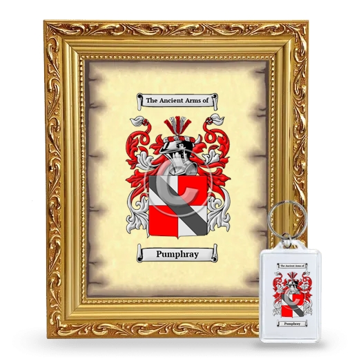 Pumphray Framed Coat of Arms and Keychain - Gold