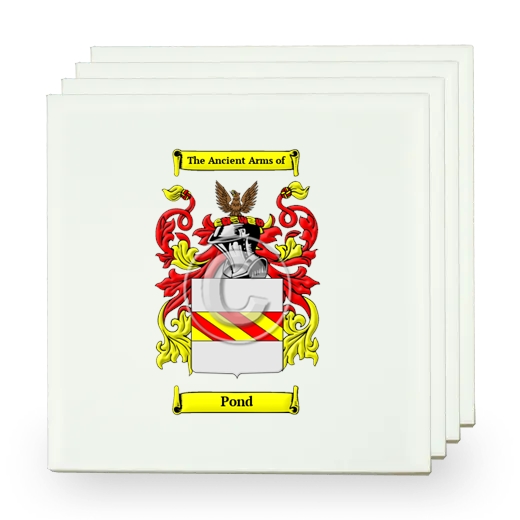 Pond Set of Four Small Tiles with Coat of Arms