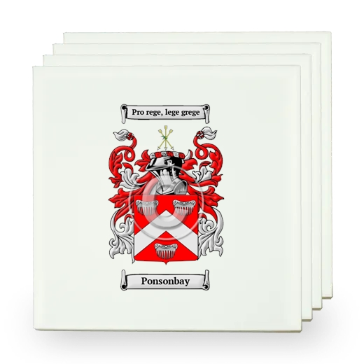 Ponsonbay Set of Four Small Tiles with Coat of Arms