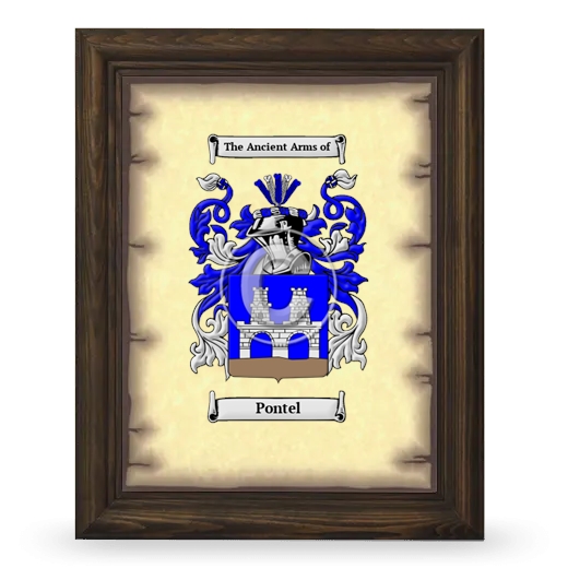 Pontel Coat of Arms Framed - Brown