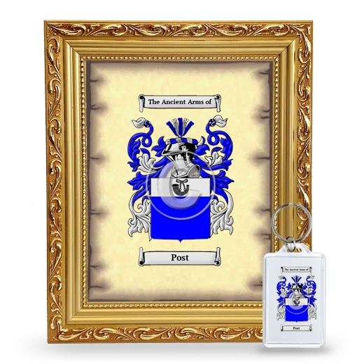 Post Framed Coat of Arms and Keychain - Gold
