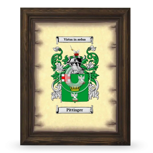 Pittinger Coat of Arms Framed - Brown