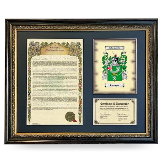 Pittinger Framed Surname History and Coat of Arms- Heirloom