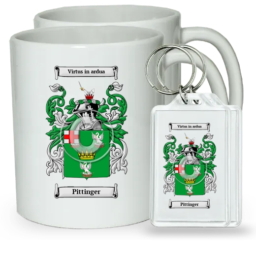 Pittinger Pair of Coffee Mugs and Pair of Keychains