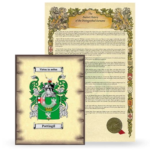 Pottingil Coat of Arms and Surname History Package