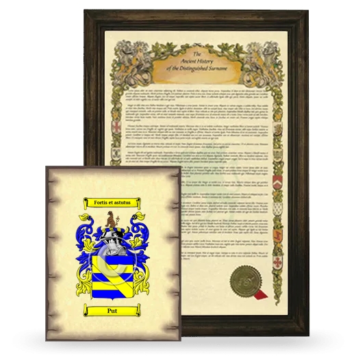 Put Framed History and Coat of Arms Print - Brown