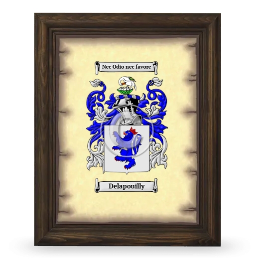 Delapouilly Coat of Arms Framed - Brown