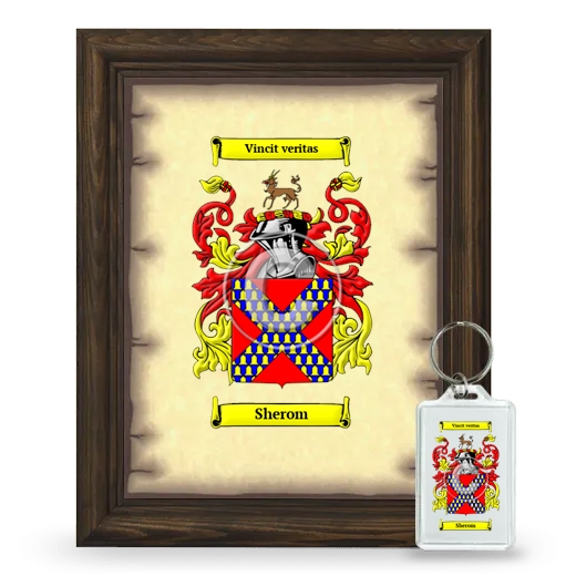 Sherom Framed Coat of Arms and Keychain - Brown