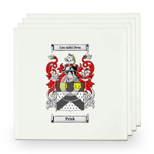 Prisk Set of Four Small Tiles with Coat of Arms