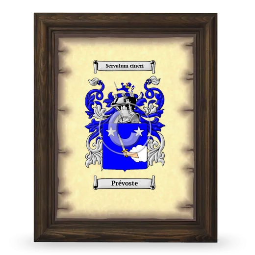 Prévoste Coat of Arms Framed - Brown