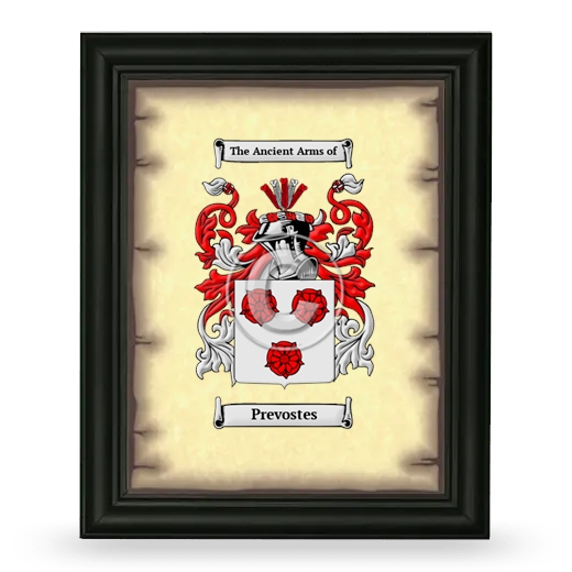 Prevostes Coat of Arms Framed - Black