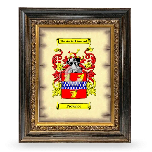 Province Coat of Arms Framed - Heirloom