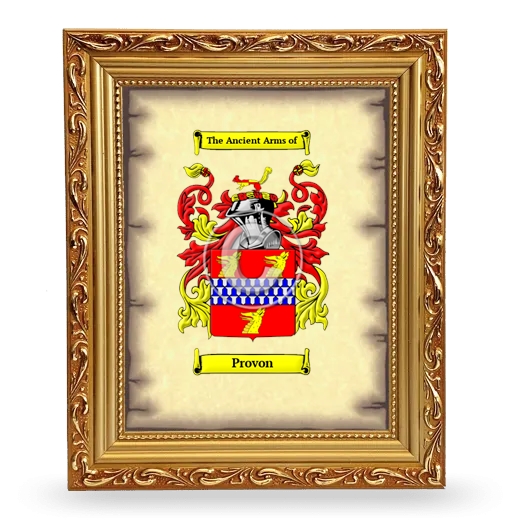 Provon Coat of Arms Framed - Gold