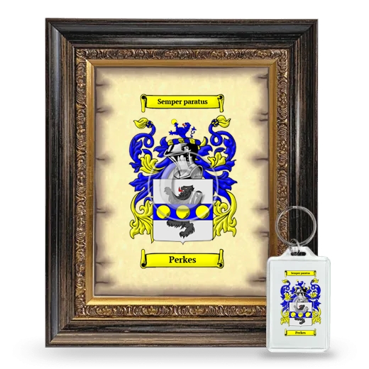 Perkes Framed Coat of Arms and Keychain - Heirloom