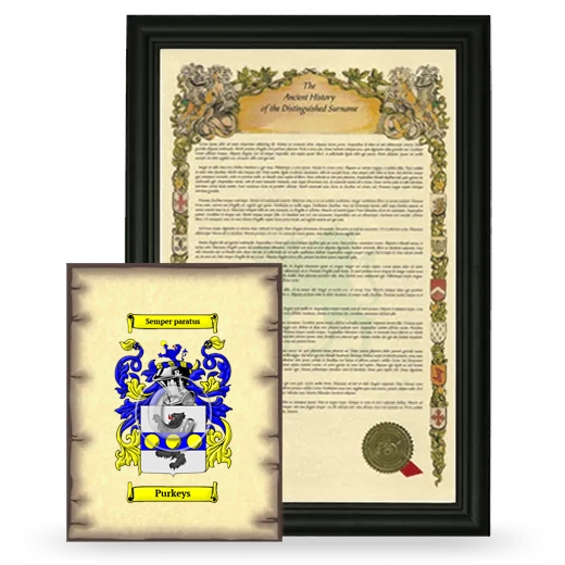 Purkeys Framed History and Coat of Arms Print - Black