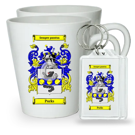Purks Pair of Latte Mugs and Pair of Keychains