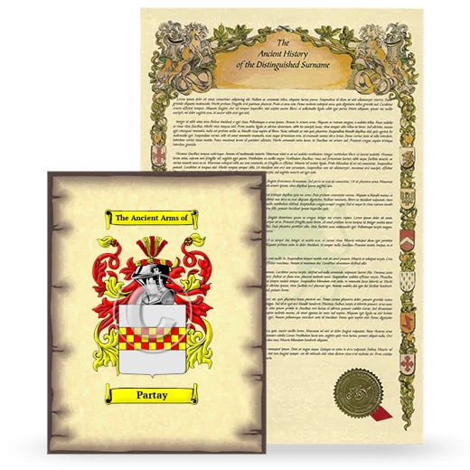 Partay Coat of Arms and Surname History Package