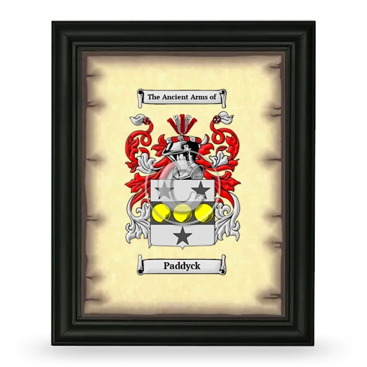 Paddyck Coat of Arms Framed - Black