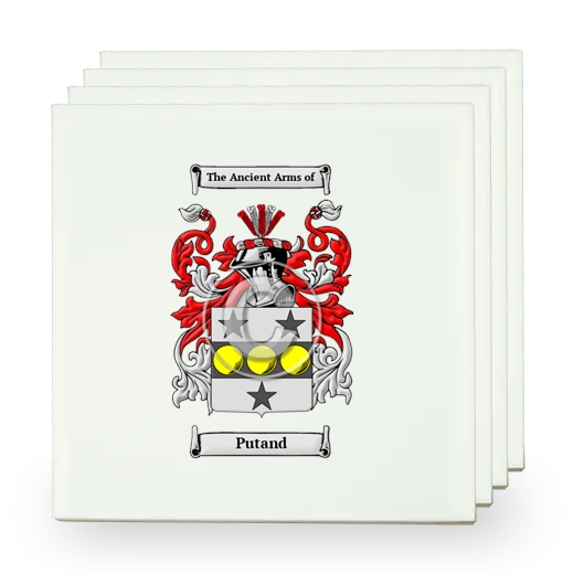 Putand Set of Four Small Tiles with Coat of Arms