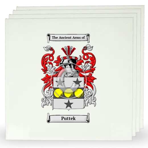 Puttek Set of Four Large Tiles with Coat of Arms