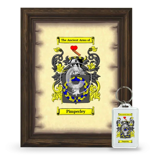 Pimperley Framed Coat of Arms and Keychain - Brown