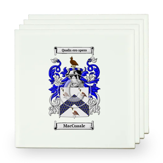 MacCuaale Set of Four Small Tiles with Coat of Arms