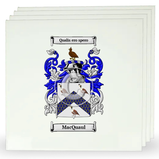 MacQuaul Set of Four Large Tiles with Coat of Arms