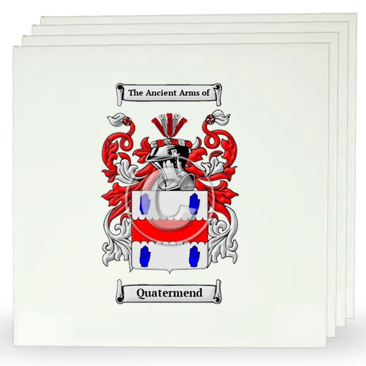 Quatermend Set of Four Large Tiles with Coat of Arms