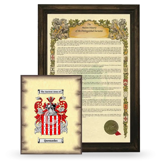 Quemadas Framed History and Coat of Arms Print - Brown
