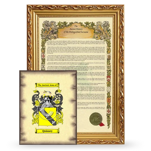 Quinney Framed History and Coat of Arms Print - Gold