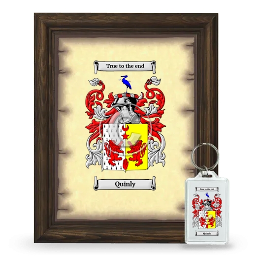 Quinly Framed Coat of Arms and Keychain - Brown