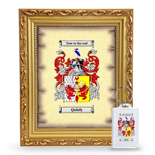 Quinly Framed Coat of Arms and Keychain - Gold