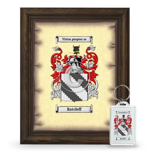 Ratcleff Framed Coat of Arms and Keychain - Brown