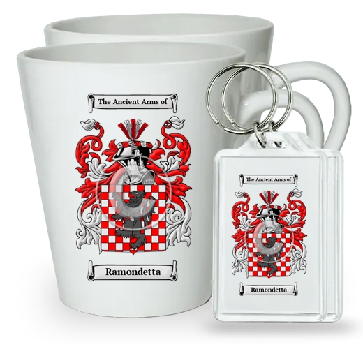 Ramondetta Pair of Latte Mugs and Pair of Keychains