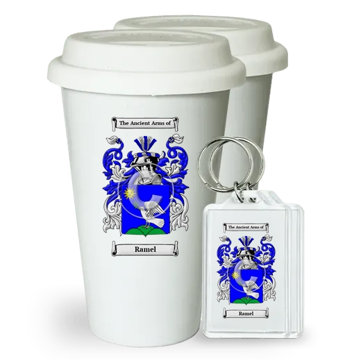 Ramel Pair of Ceramic Tumblers with Lids and Keychains