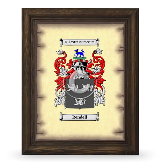 Rendell Coat of Arms Framed - Brown