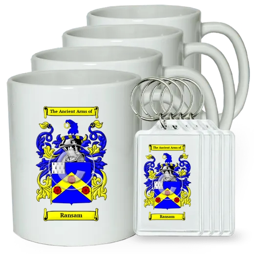 Ransam Set of 4 Coffee Mugs and Keychains