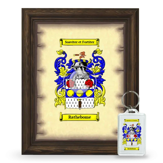 Rathebome Framed Coat of Arms and Keychain - Brown