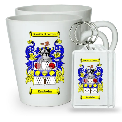 Rawbolm Pair of Latte Mugs and Pair of Keychains