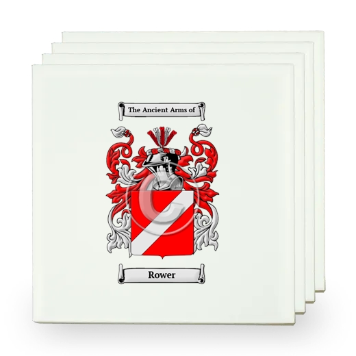 Rower Set of Four Small Tiles with Coat of Arms