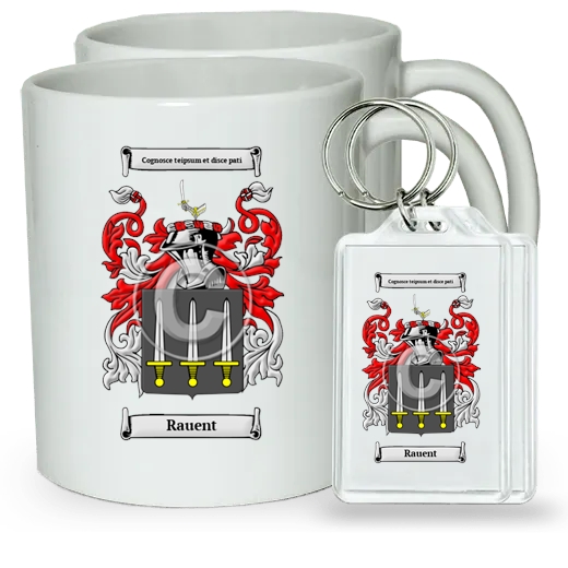 Rauent Pair of Coffee Mugs and Pair of Keychains