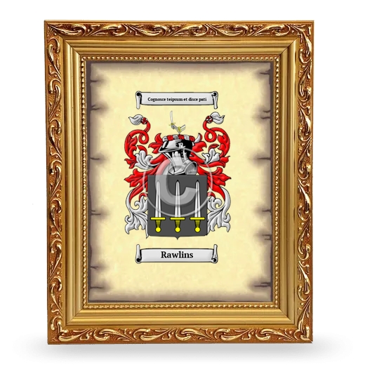 Rawlins Coat of Arms Framed - Gold